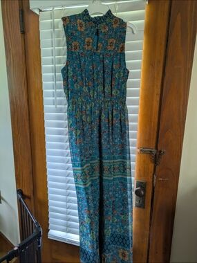Love Reign Teal Floral Maxi Dress
